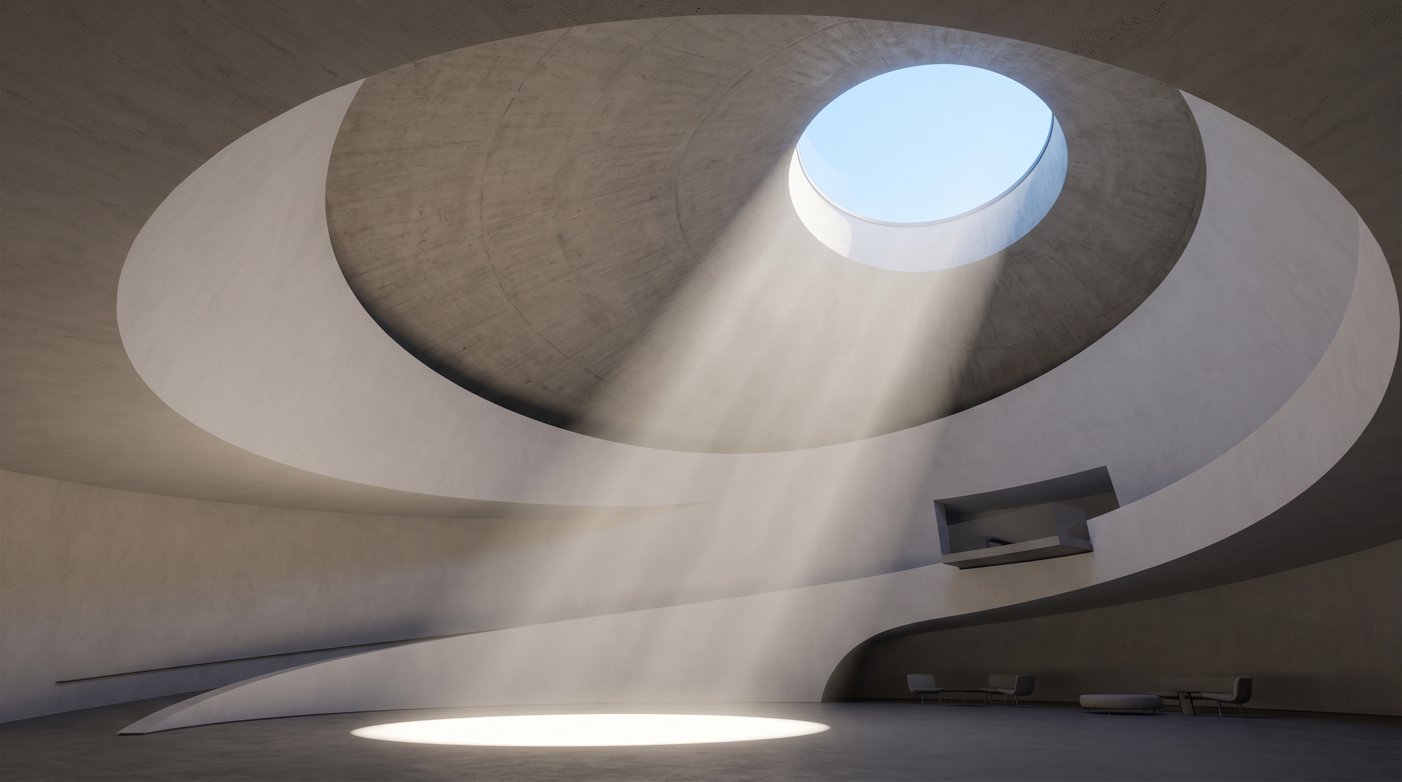 Light streaming through an architectural oculus